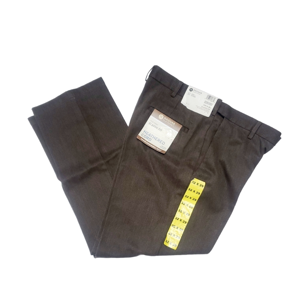 Haggar Clothing Heathered Cord Dress Pants Brown Size 32x29 NWT
